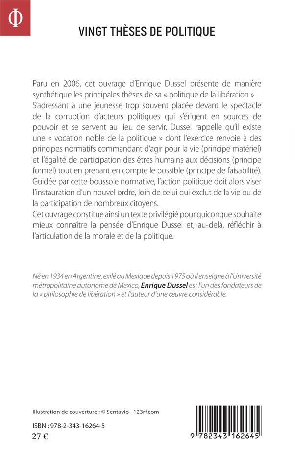 Quatrième de couverture de « VINGT THESES DE POLITIQUE »