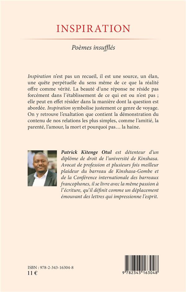 Quatrième de couverture de « INSPIRATION - POEMES INSUFFLES »