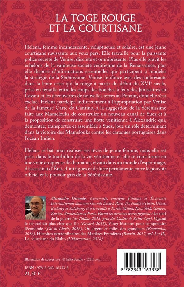 Quatrième de couverture de « LA TOGE ROUGE ET LA COURTISANE »