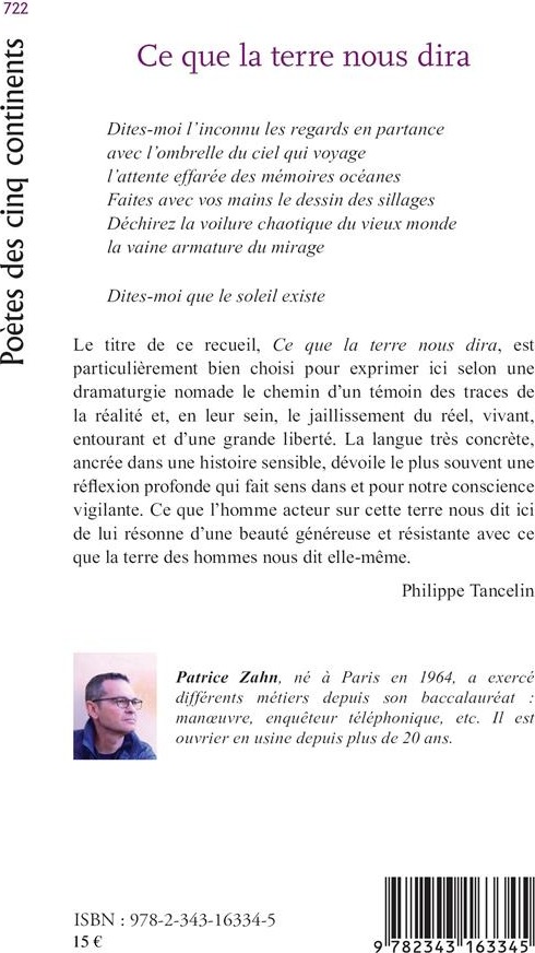 Quatrième de couverture de « CE QUE LA TERRE NOUS DIRA »
