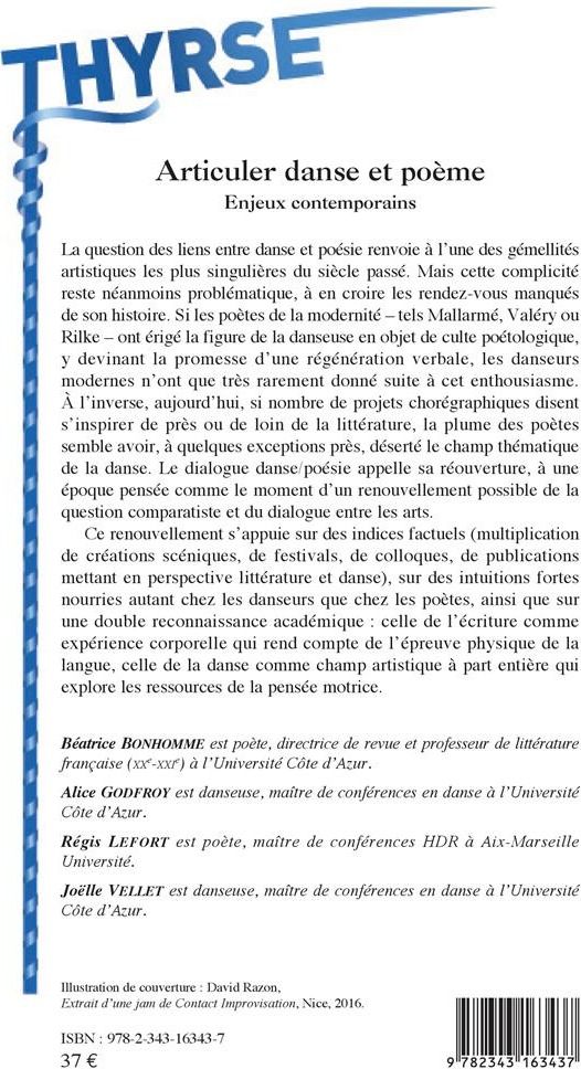Quatrième de couverture de « ARTICULER DANSE ET POEME - ENJEUX CONTEMPORAINS »