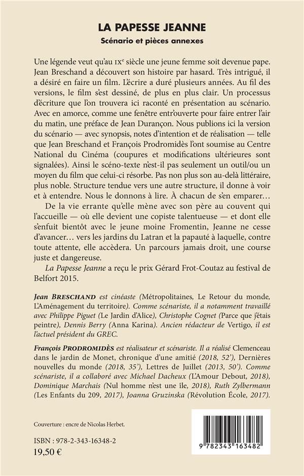 Quatrième de couverture de « LA PAPESSE JEANNE - SCENARIO ET PIECES ANNEXES »