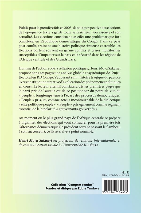 Quatrième de couverture de « VIVEMENT LES ELECTIONS EN RDCONGO ! - PEUPLE, LIBERATION ET DEMOCRATIE »