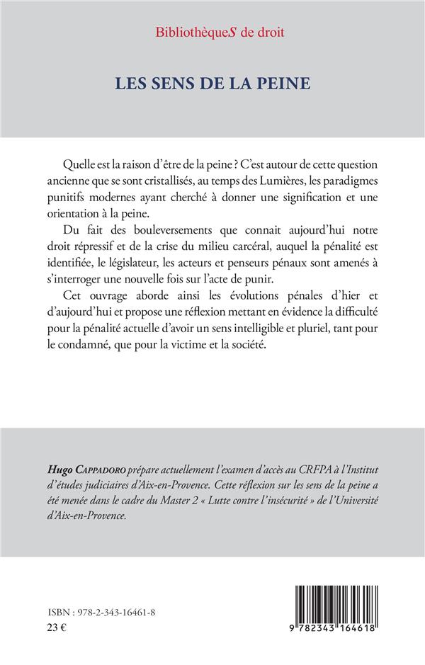 Quatrième de couverture de « LES SENS DE LA PEINE »