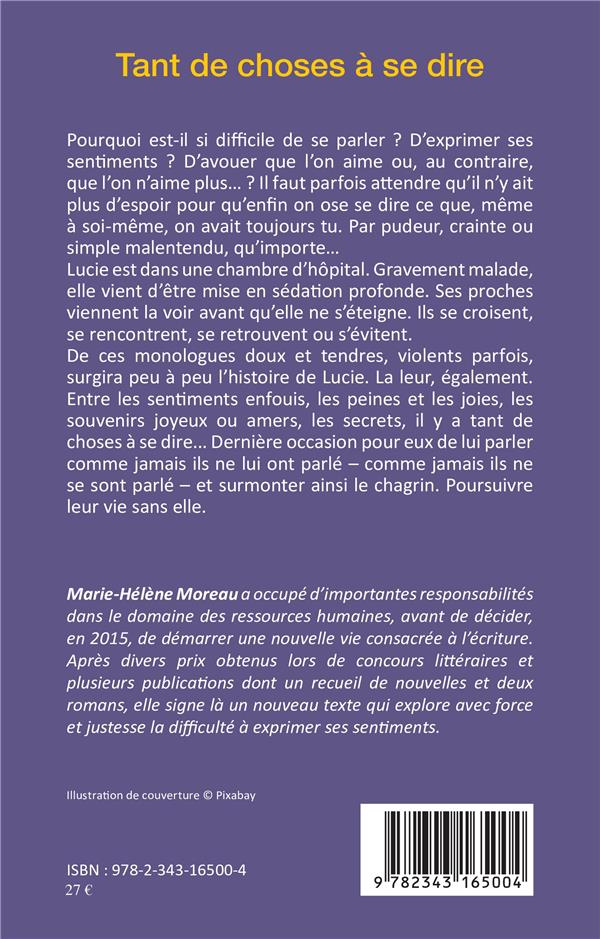 Quatrième de couverture de « TANT DE CHOSES A SE DIRE »