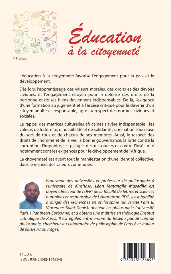 Quatrième de couverture de « EDUCATION A LA CITOYENNETE - FONDEMENT DU BIEN VIVRE-ENSEMBLE DANS UNE CITE »