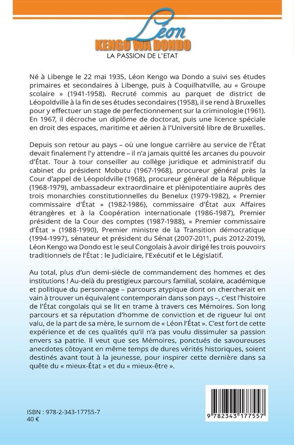 Quatrième de couverture de « LA PASSION DE L'ETAT - MEMOIRES »