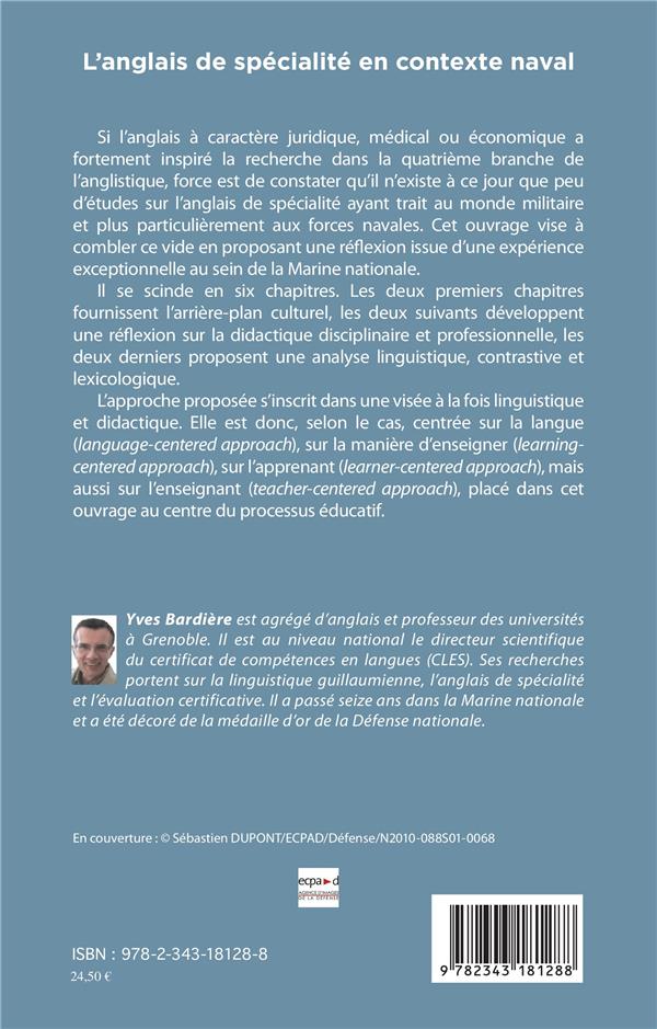 Quatrième de couverture de « L'ANGLAIS DE SPECIALITE EN CONTEXTE NAVAL »