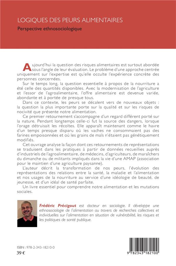 Quatrième de couverture de « LOGIQUES DES PEURS ALIMENTAIRES - PERSPECTIVE ETHNOSOCIOLOGIQUE »