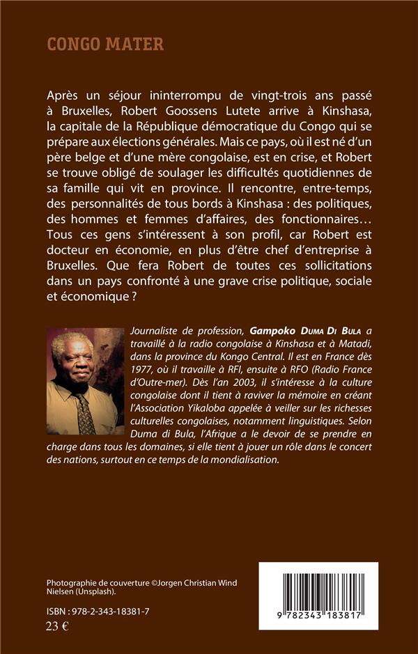 Quatrième de couverture de « CONGO MATER »