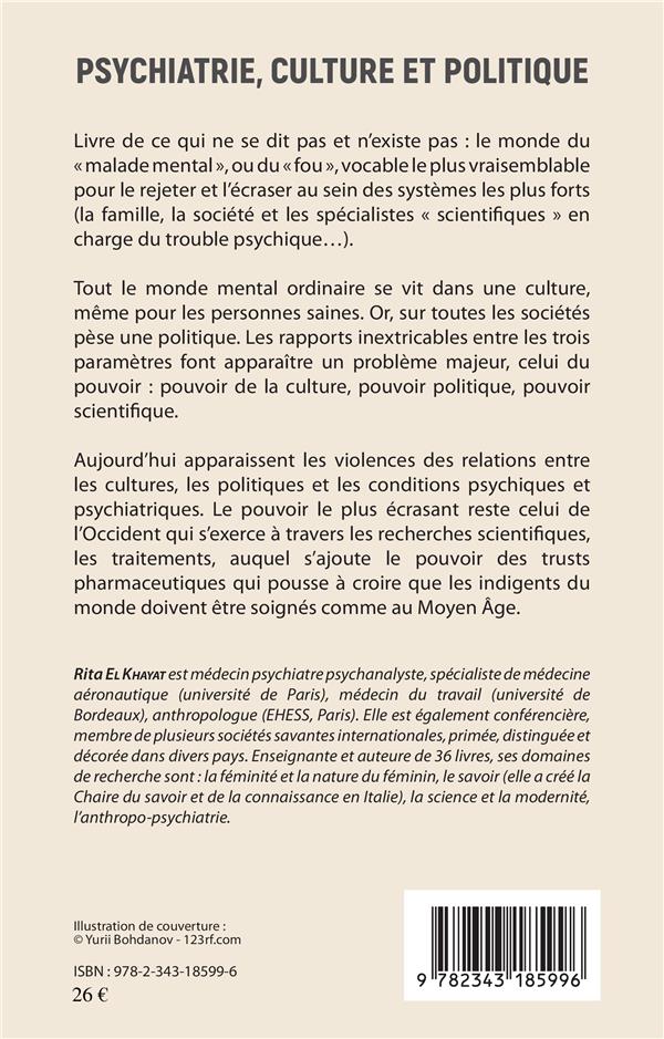 Quatrième de couverture de « PSYCHIATRIE, CULTURE ET POLITIQUE »