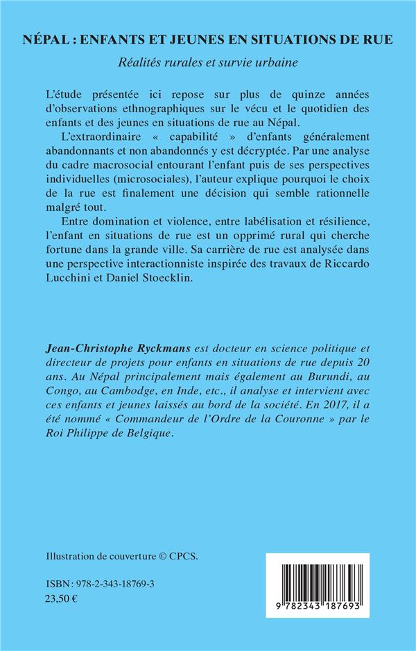 Quatrième de couverture de « NEPAL : ENFANTS ET JEUNES EN SITUATIONS DE RUE - REALITES RURALES ET SURVIE URBAINE »