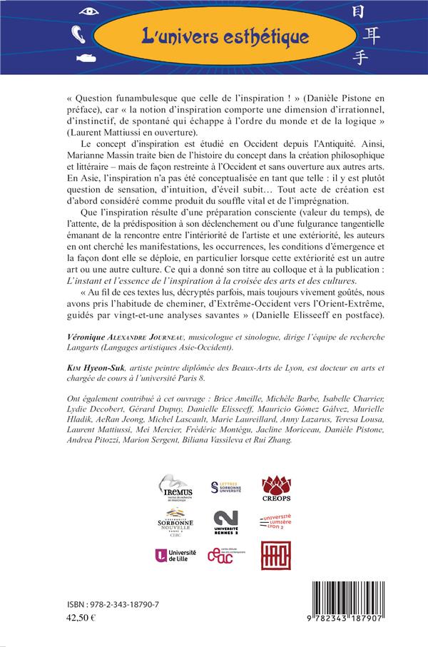 Quatrième de couverture de « L'INSTANT ET L'ESSENCE DE L'INSPIRATION A LA CROISEE DES ARTS ET DES CULTURES »