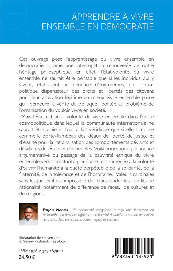 Quatrième de couverture de « APPRENDRE A VIVRE ENSEMBLE EN DEMOCRATIE »