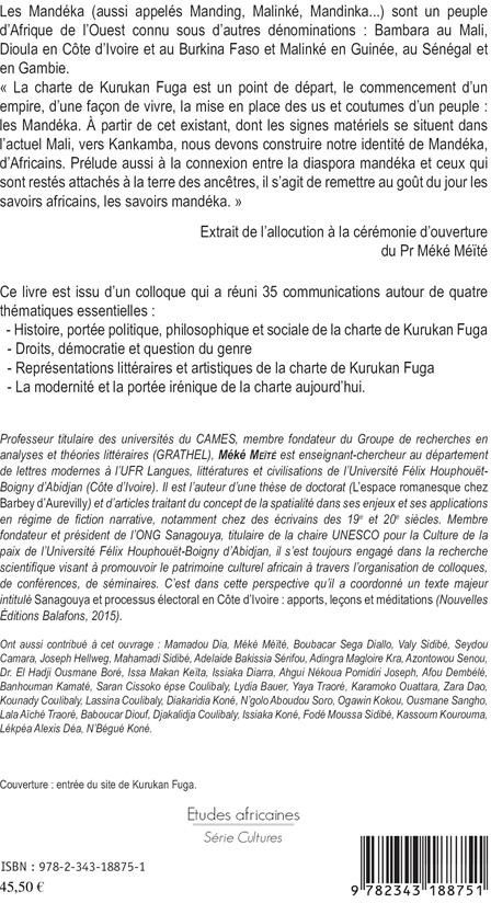 Quatrième de couverture de « LE PEUPLE MANDEKA ET LA CHARTE DE KURUKAN FUGA »