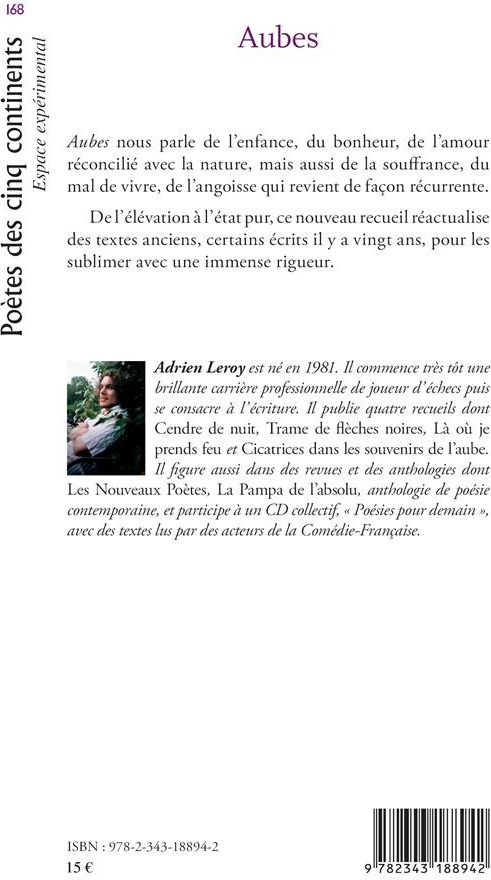 Quatrième de couverture de « AUBES »