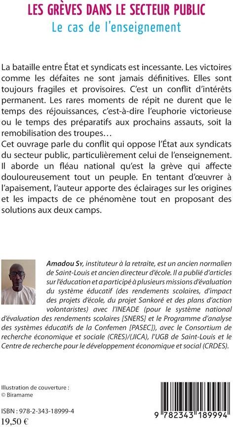 Quatrième de couverture de « LES GREVES DANS LE SECTEUR PUBLIC - LE CAS DE L'ENSEIGNEMENT »