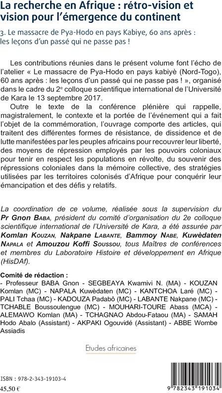 Quatrième de couverture de « LA RECHERCHE EN AFRIQUE TOME 3 : RETRO-VISION ET VISION POUR L'EMERGENCE DU CONTINENT - VOL03 - 3. L »