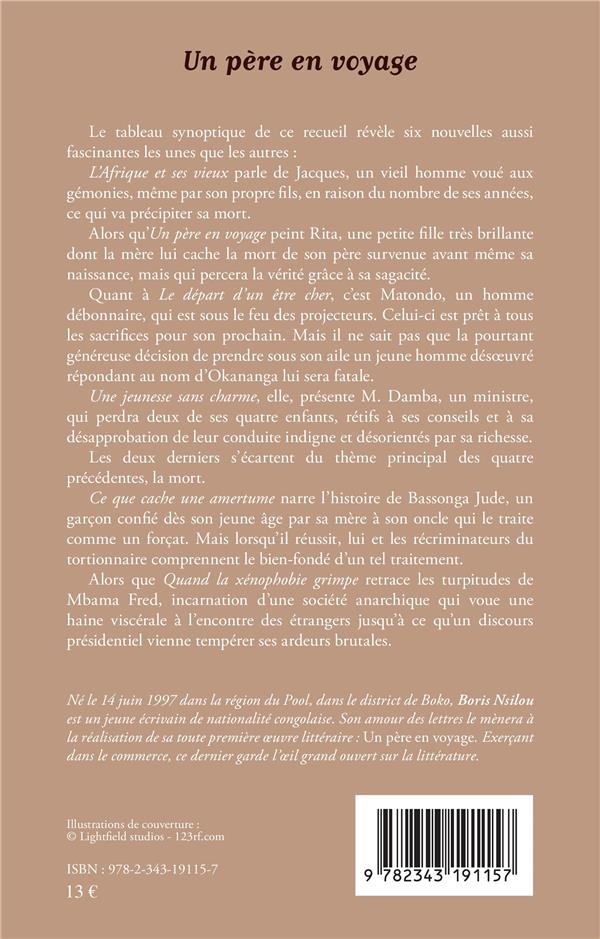 Quatrième de couverture de « UN PERE EN VOYAGE. NOUVELLES »