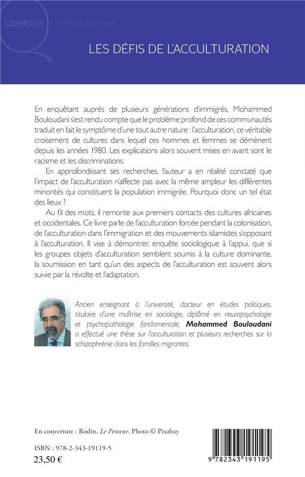 Quatrième de couverture de « LES DEFIS DE L'ACCULTURATION »
