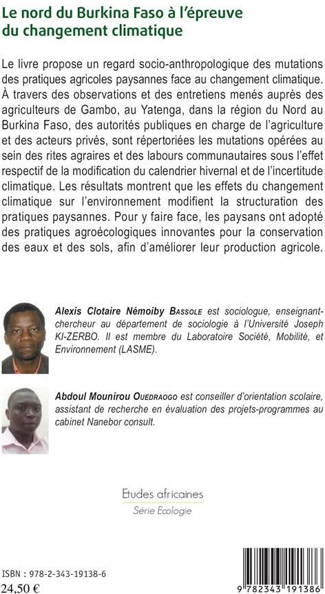 Quatrième de couverture de « LE NORD DU BURKINA FASO A L'EPREUVE DU CHANGEMENT CLIMATIQUE »