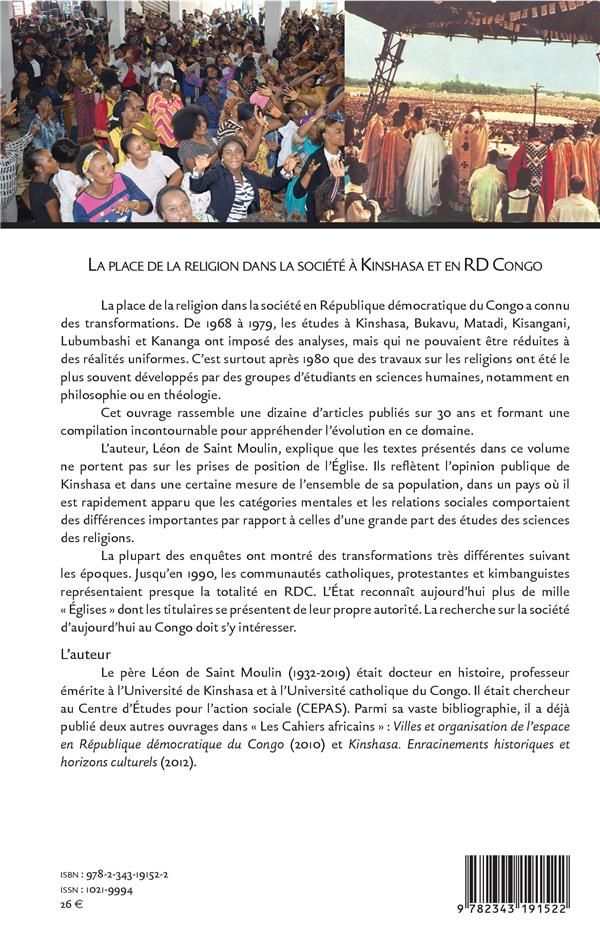Quatrième de couverture de « LA PLACE DE LA RELIGION DANS LA SOCIETE A KINSHASA ET EN RD CONGO »