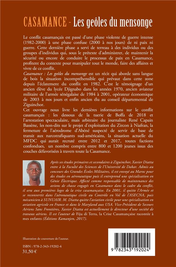 Quatrième de couverture de « CASAMANCE - LES GEOLES DU MENSONGE »