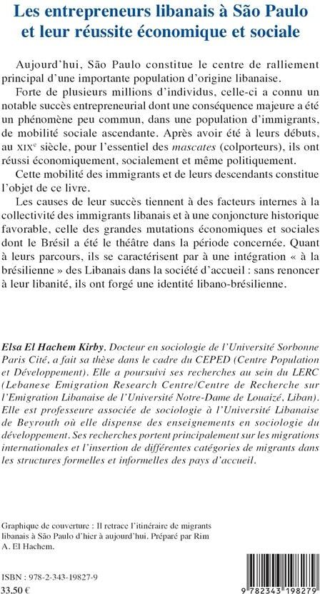 Quatrième de couverture de « Les entrepreneurs libanais à São Paulo et leur réussite économique et sociale »