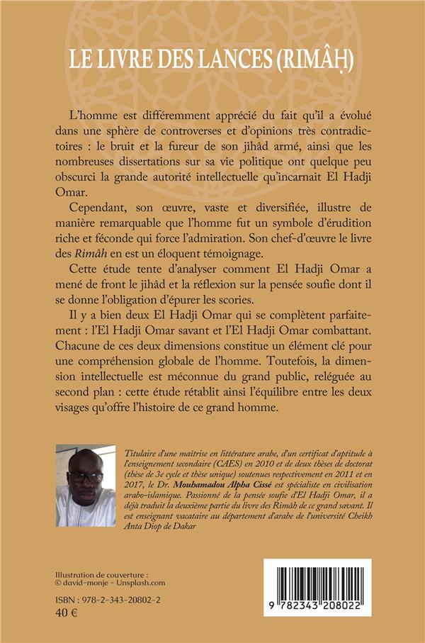 Quatrième de couverture de « LE LIVRE DES LANCES (RIMAH) »