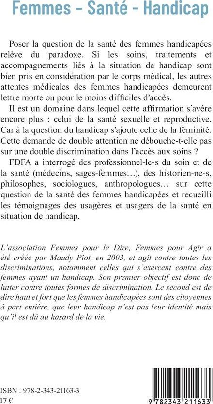 Quatrième de couverture de « FEMMES - SANTE - HANDICAP »