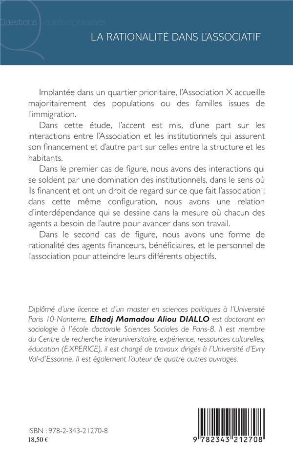 Quatrième de couverture de « LA RATIONALITE DANS L'ASSOCIATION »