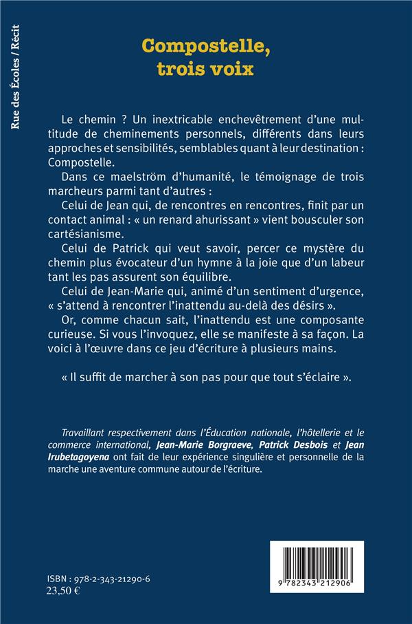 Quatrième de couverture de « COMPOSTELLE, TROIS VOIX - DESSINS DE DELWOOD »