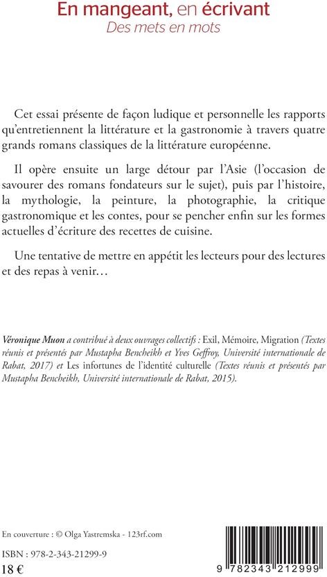 Quatrième de couverture de « EN MANGEANT, EN ECRIVANT - DES METS EN MOTS »