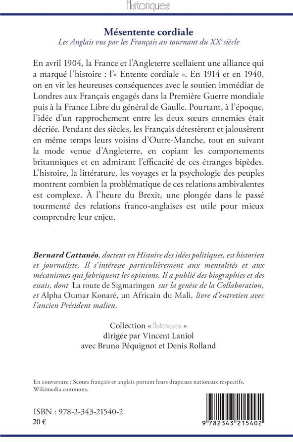 Quatrième de couverture de « MESENTENTE CORDIALE - LES ANGLAIS VUS PAR LES FRANCAIS AU TOURNANT DU XXE SIECLE. »