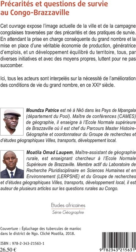 Quatrième de couverture de « PRECARITES ET QUESTIONS DE SURVIE AU CONGO-BRAZZAVILLE »