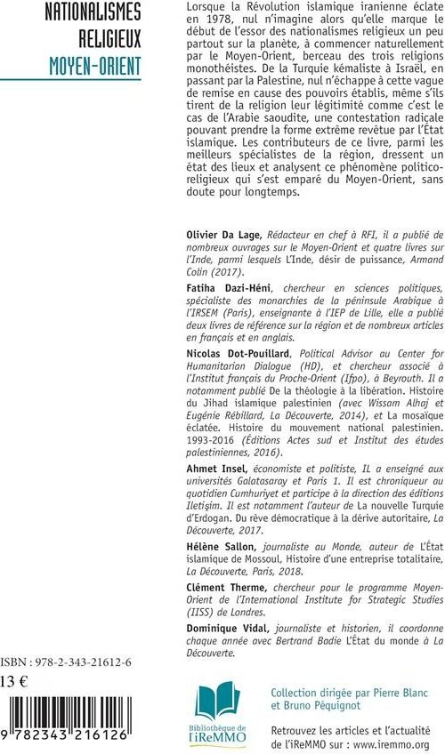 Quatrième de couverture de « NATIONALISMES RELIGIEUX - MOYEN-ORIENT »