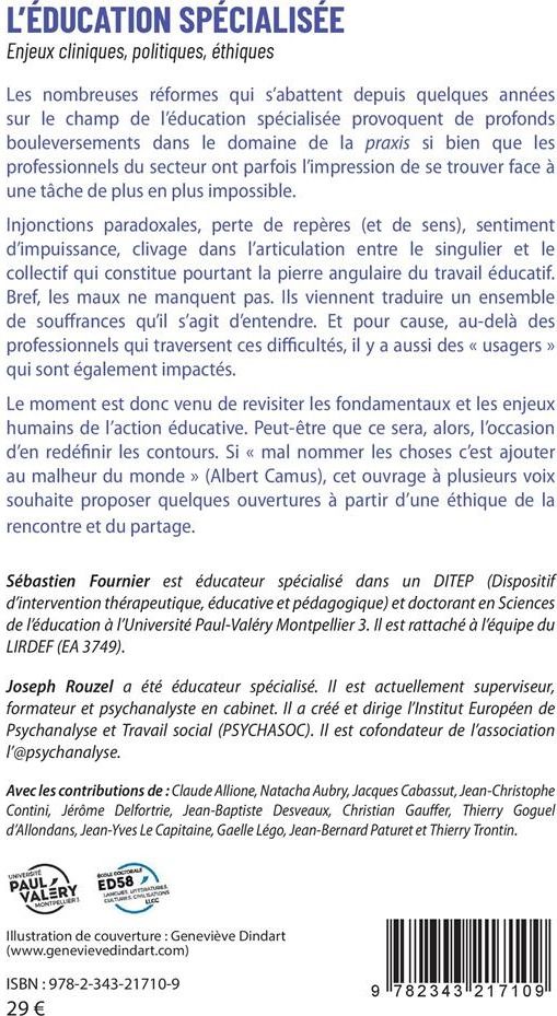 Quatrième de couverture de « L'EDUCATION SPECIALISEE - ENJEUX CLINIQUES, POLITIQUES, ETHIQUES »