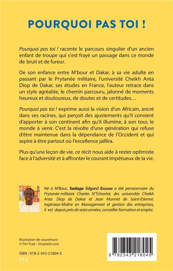 Quatrième de couverture de « POURQUOI PAS TOI ! RECIT »