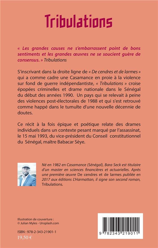 Quatrième de couverture de « TRIBULATIONS. ROMAN »
