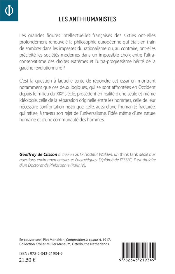 Quatrième de couverture de « LES ANTI-HUMANISTES - OU L'AVENEMENT DES  CONTRE-LUMIERES »