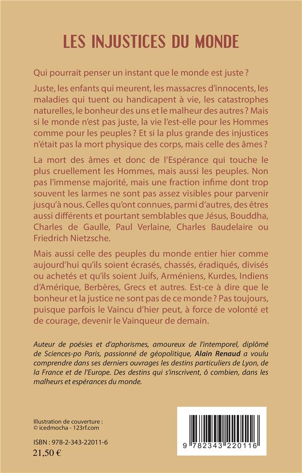 Quatrième de couverture de « LES INJUSTICES DU MONDE »