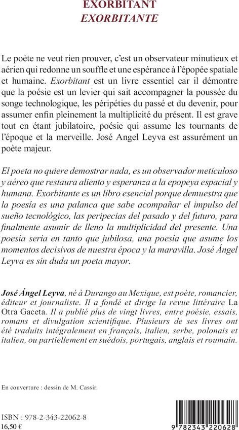 Quatrième de couverture de « EXORBITANT - EXORBITANTE - EDITIONS BILINGUE - EDITION BILINGUE »
