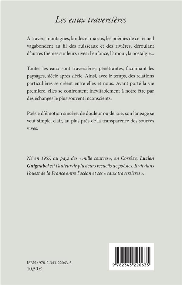 Quatrième de couverture de « LES EAUX TRAVERSIERES »