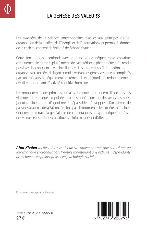 Quatrième de couverture de « LA GENESE DES VALEURS »
