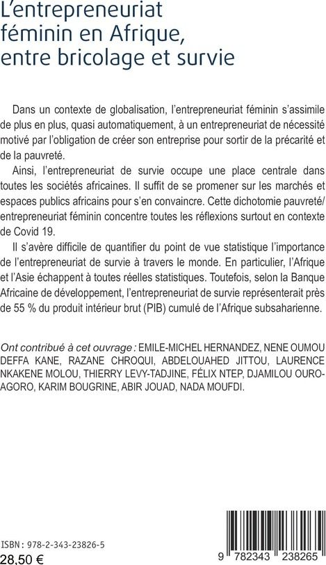 Quatrième de couverture de « L'ENTREPRENEURIAT FEMININ EN AFRIQUE, ENTRE BRICOLAGE ET SURVIE »