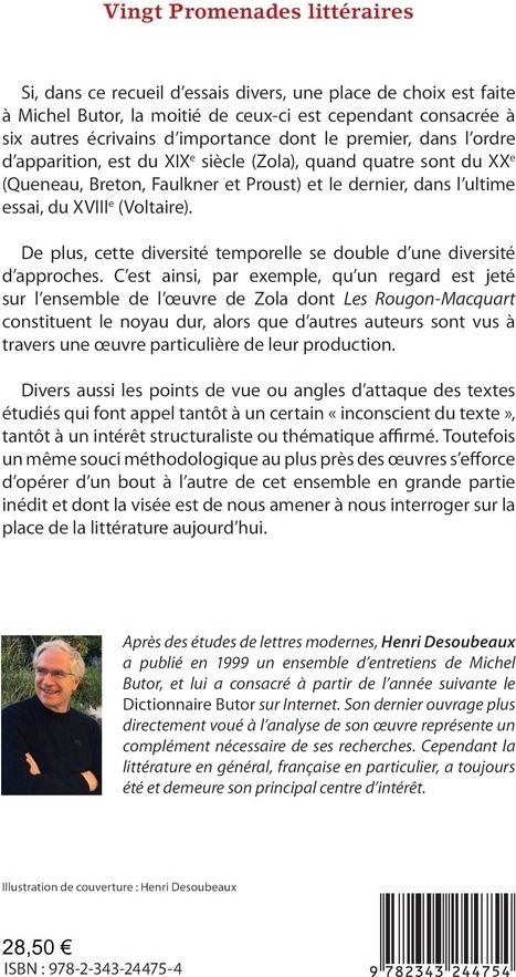 Quatrième de couverture de « VINGT PROMENADES LITTERAIRES »
