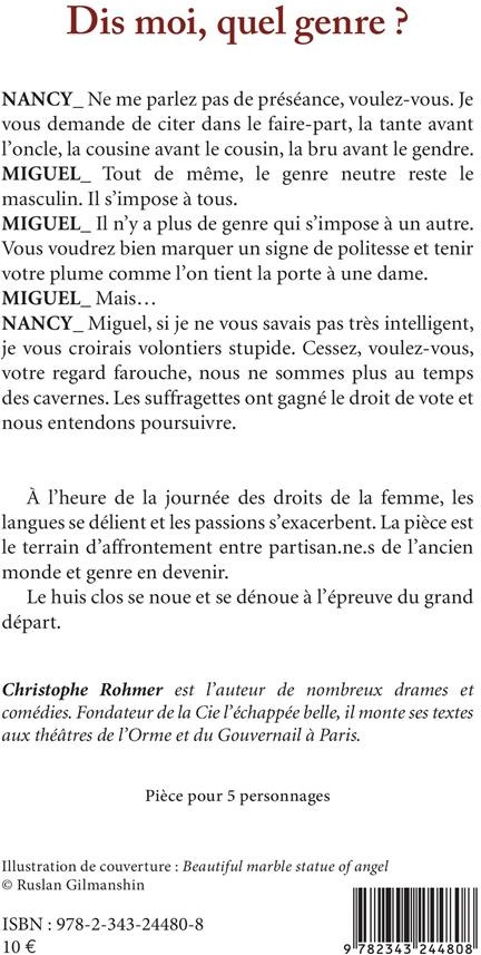 Quatrième de couverture de « DIS MOI, QUEL GENRE ? »