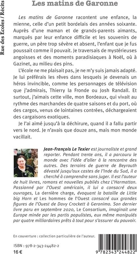 Quatrième de couverture de « LES MATINS DE GARONNE »