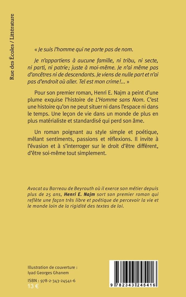 Quatrième de couverture de « L'HOMME SANS NOM »