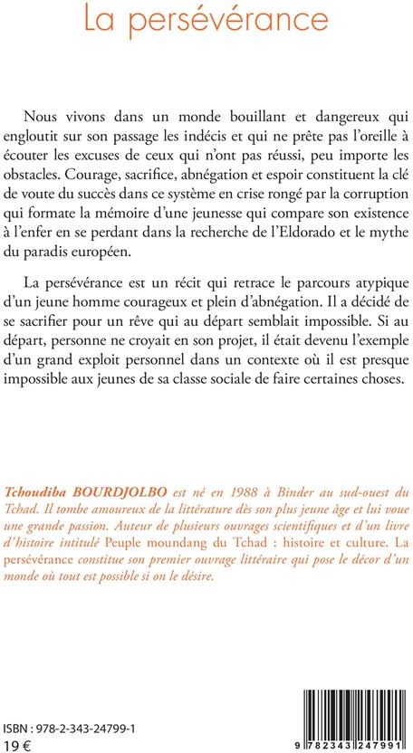 Quatrième de couverture de « LA PERSEVERANCE - UN COMBAT POUR LA REUSSITE »
